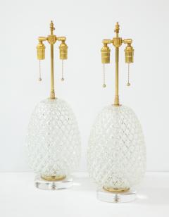 Pair of Large Cut Glass Pineapple Lamps - 1826492