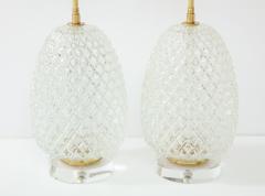 Pair of Large Cut Glass Pineapple Lamps - 1826493