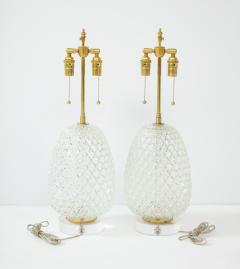 Pair of Large Cut Glass Pineapple Lamps - 1826499