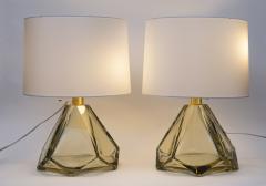 Pair of Large Diamond Faceted Citrine Lamps Contemporary - 2642932