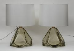Pair of Large Diamond Faceted Citrine Lamps Contemporary - 2642933