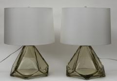 Pair of Large Diamond Faceted Citrine Lamps Contemporary - 2642939