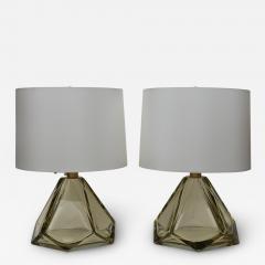 Pair of Large Diamond Faceted Citrine Lamps Contemporary - 2649564