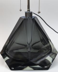 Pair of Large Diamond Faceted Grey Lamps Contemporary - 2642944