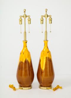 Pair of Large Drip Glazed Ceramic Lamps  - 1090714