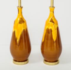 Pair of Large Drip Glazed Ceramic Lamps  - 1090729