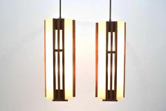 Pair of Large Frank Lloyd Wright Style Chandeliers Pendants - 1271683