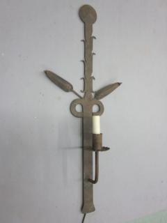 Pair of Large French Art Deco Sconces in Wrought Iron 1930 - 4088364