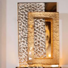 Pair of Large Gold and Bronze Murano Textured Glass and Brass Sconces Italy - 1260261