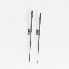 Pair of Large Hand Forged Wrought Iron Wall Sconces - 358680