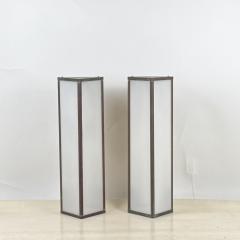 Pair of Large Indoor or Outdoor Modernist Patinated Copper Wall Sconces - 4133427