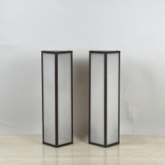 Pair of Large Indoor or Outdoor Modernist Patinated Copper Wall Sconces - 4133430