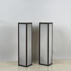 Pair of Large Indoor or Outdoor Modernist Patinated Copper Wall Sconces - 4133431