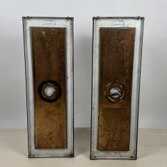Pair of Large Indoor or Outdoor Modernist Patinated Copper Wall Sconces - 4133433