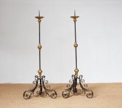 Pair of Large Iron and Bronze Torcheres - 4441574