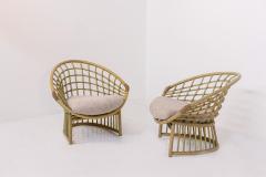 Pair of Large Italian Bamboo and Rattan Armchairs - 3738106