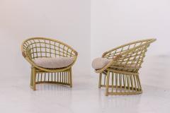 Pair of Large Italian Bamboo and Rattan Armchairs - 3738107