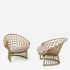 Pair of Large Italian Bamboo and Rattan Armchairs - 3742743