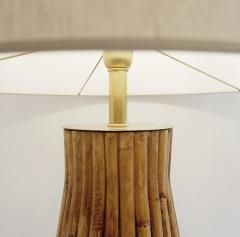 Pair of Large Italian Brass Bamboo Table Lamps - 2984300