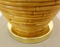 Pair of Large Italian Contemporary Brass Bamboo Table Lamps - 2984291