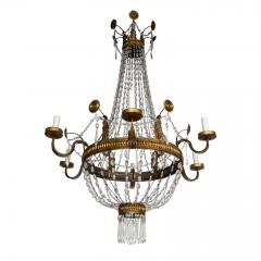 Pair of Large Italian Empire Crystal and Gilt Tole Chandeliers - 4242714
