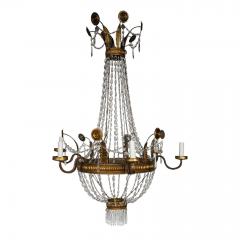 Pair of Large Italian Empire Crystal and Gilt Tole Chandeliers - 4242723