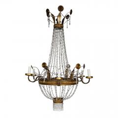 Pair of Large Italian Empire Crystal and Gilt Tole Chandeliers - 4242725