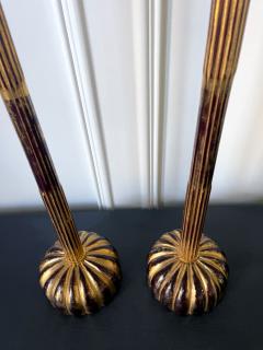 Pair of Large Japanese Carved Wood Temple Candleholders Edo Period - 2803449