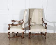 Pair of Large Louis XIII Style Carved Oak Armchairs - 4353367