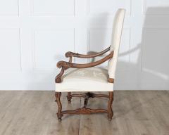 Pair of Large Louis XIII Style Carved Oak Armchairs - 4353389