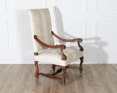 Pair of Large Louis XIII Style Carved Oak Armchairs - 4353391