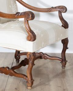 Pair of Large Louis XIII Style Carved Oak Armchairs - 4353401
