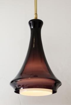 Pair of Large Mid Century Aubergine Glass Pendant Lights  - 2906318