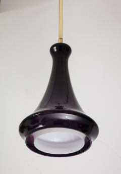 Pair of Large Mid Century Aubergine Glass Pendant Lights  - 2906320