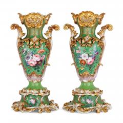 Pair of Large Rococo Porcelain Vases with Painted Madonnas - 2917552