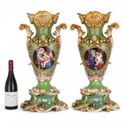 Pair of Large Rococo Porcelain Vases with Painted Madonnas - 2917558
