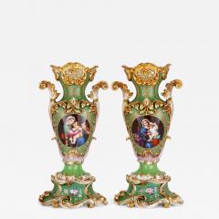 Pair of Large Rococo Porcelain Vases with Painted Madonnas - 2920953