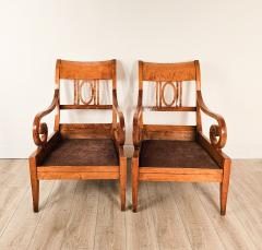 Pair of Large Satin Birch Biedermeier Chairs circa 1820 - 3399217
