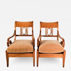 Pair of Large Satin Birch Biedermeier Chairs circa 1820 - 3401603