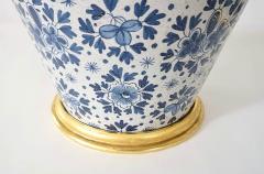 Pair of Large Scale Blue and White Dutch Delft Vase Table Lamps circa 1850 - 3635219