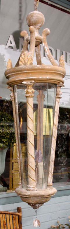 Pair of Large Scale French Artisan Crafted Wood and Glass Lanterns - 362625