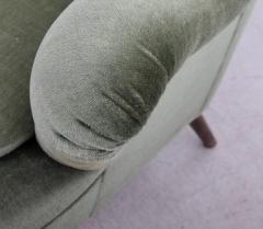 Pair of Large Sculptural 1950s Lounge Chair in Green Mohair Fabric - 526814