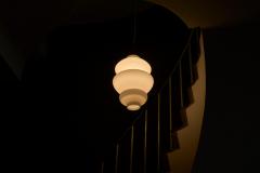 Pair of Large Sculptural Mid Century Pendant Lamps in Opaline Glass 1960 - 4526491