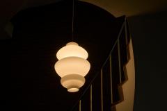 Pair of Large Sculptural Mid Century Pendant Lamps in Opaline Glass 1960 - 4526498