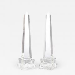 Pair of Large Solid Lucite Obelisks 1970s - 2164894