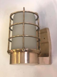 Pair of Large Swedish Midcentury Brass Marine Industrial Wall Sconces 1930 - 1604332