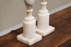 Pair of Large Table Lamps in Hand Carved Alabaster Italy 1950s - 4394935
