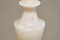 Pair of Large Table Lamps in Hand Carved Alabaster Italy 1950s - 4394944