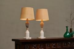 Pair of Large Table Lamps in Hand Carved Alabaster Italy 1950s - 4394945