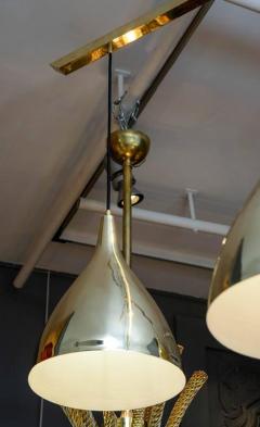 Pair of Large Three Brass Shades Suspensions - 879241